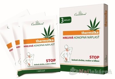 Cannaderm Thermolka Hrejivá konopná náplasť na bolesť 3 ks